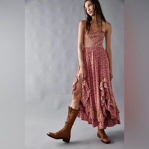 Free People One I Love Floral Maxi Dress in Carmel Combo